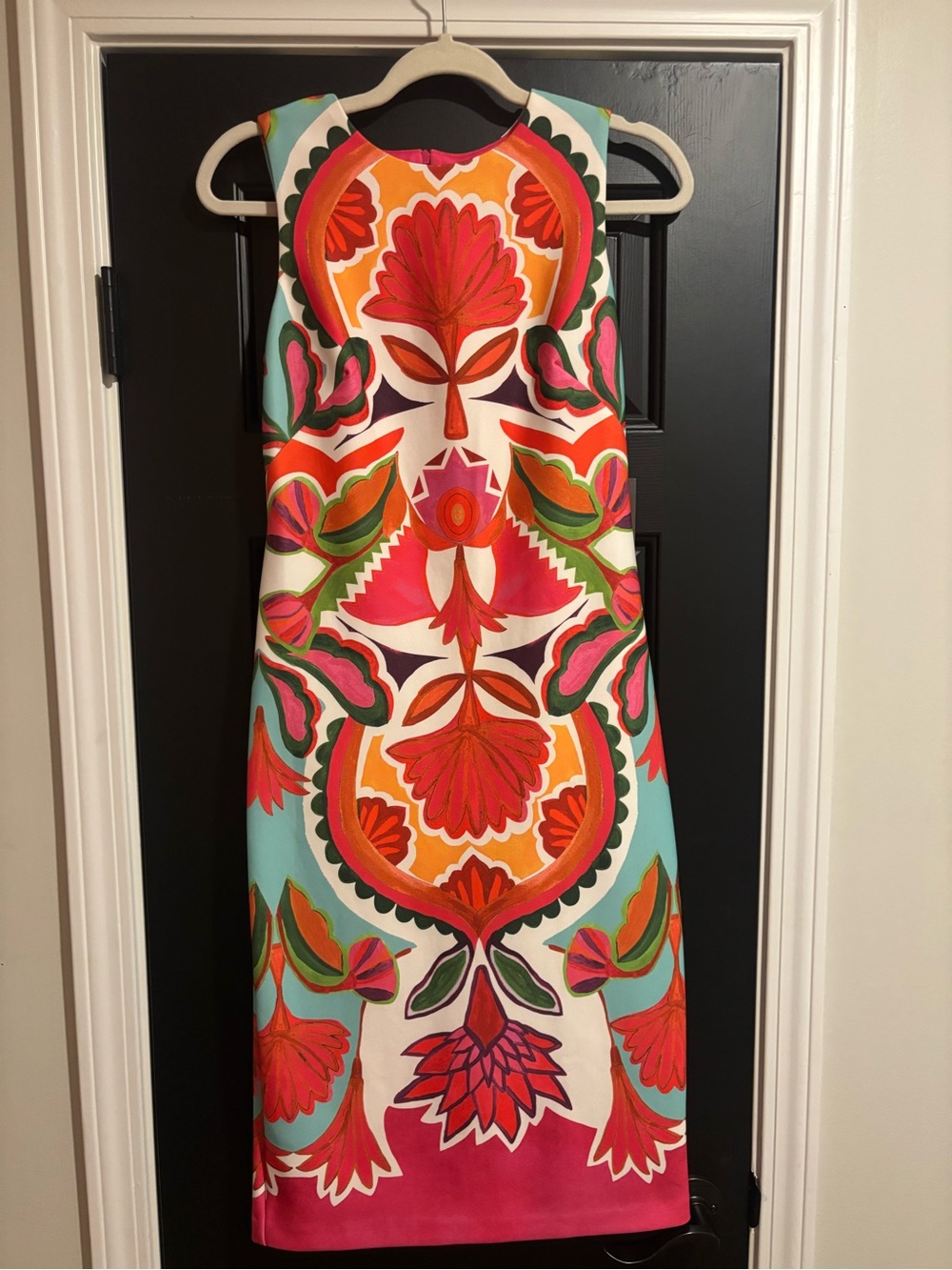 Vince Camuto Multicolor Floral Shift Dress in Coral, Aqua, Pink and Orange